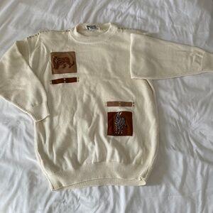 Something More Cream Sweater with Jungle Animal details